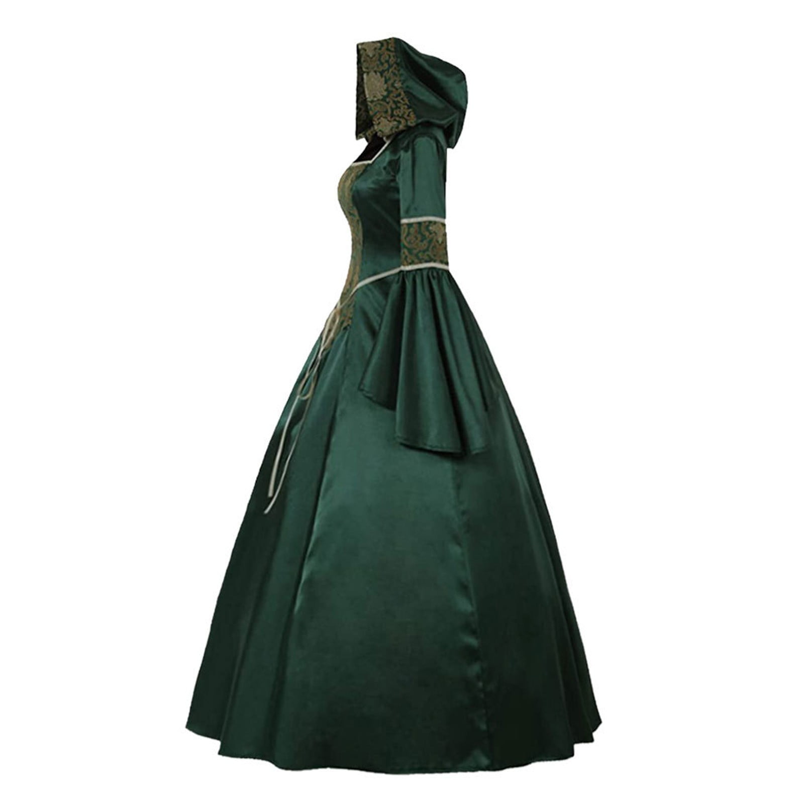 Women's Medieval Clothing Vintage Renaissance Punk Women's Trumpet Sleeved  Large Skirt Hem Dress Green XXL - Walmart.com