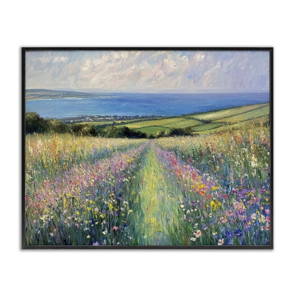 Stupell Industries Impressionist Wildflower Hills Black Framed Giclee Art design by Petal Prints Design, 11 x 14