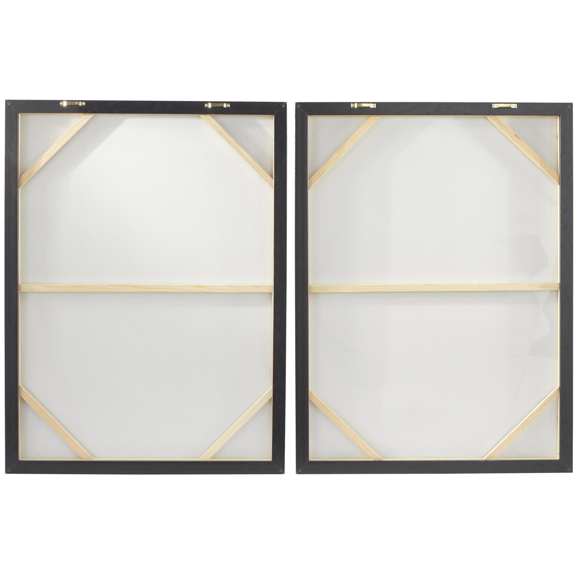 DecMode Contemporary Polystone Black and White Abstract Canvas Framed Wall Art, Set of 2 30"W x 40"H