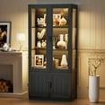 thumbnail image 2 of MIIFUNY 67" Tall Display Cabinet with LED Lights, 4 Tier Bookshelf Storage Cabinet with Magnetic Doors, Trophy Display Case for Living Room, Bedroom, Kitchen, Black, 2 of 7