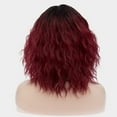 thumbnail image 5 of RightOn Wine Red Wig for Women Short Curly Wavy Bob Wig Black to Wine Red Hair Wig with Wig Cap, 5 of 5