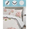 thumbnail image 4 of Quilts Twin Size Bedding Set, Pink Floral Blossom Lightweight Quilted Comforter, Farmhouse Spring Wildflowers Soft Reversible Bedspread Coverlet with Pillow Covers for All Season, 68" x 86", 4 of 7