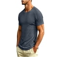 thumbnail image 5 of Men's Cotton Stripe Casual Short Sleeve Tee T-Shirt Crewneck Overlap Henley Soft Breathable Moisture Wicking Summer Daily Workout Gym Streetwear Fashion Essentials Gift for Him, 5 of 8