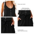 thumbnail image 4 of Sleeveless Romper, Stylish Scoop Neck Romper Elegant Polyester Pure Color  For Outdoor Activity Black XL, 4 of 6