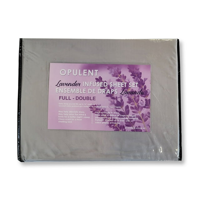 Cotton House - Ensemble de Draps Infusés à la Lavande, Format Double, Gris Pâle