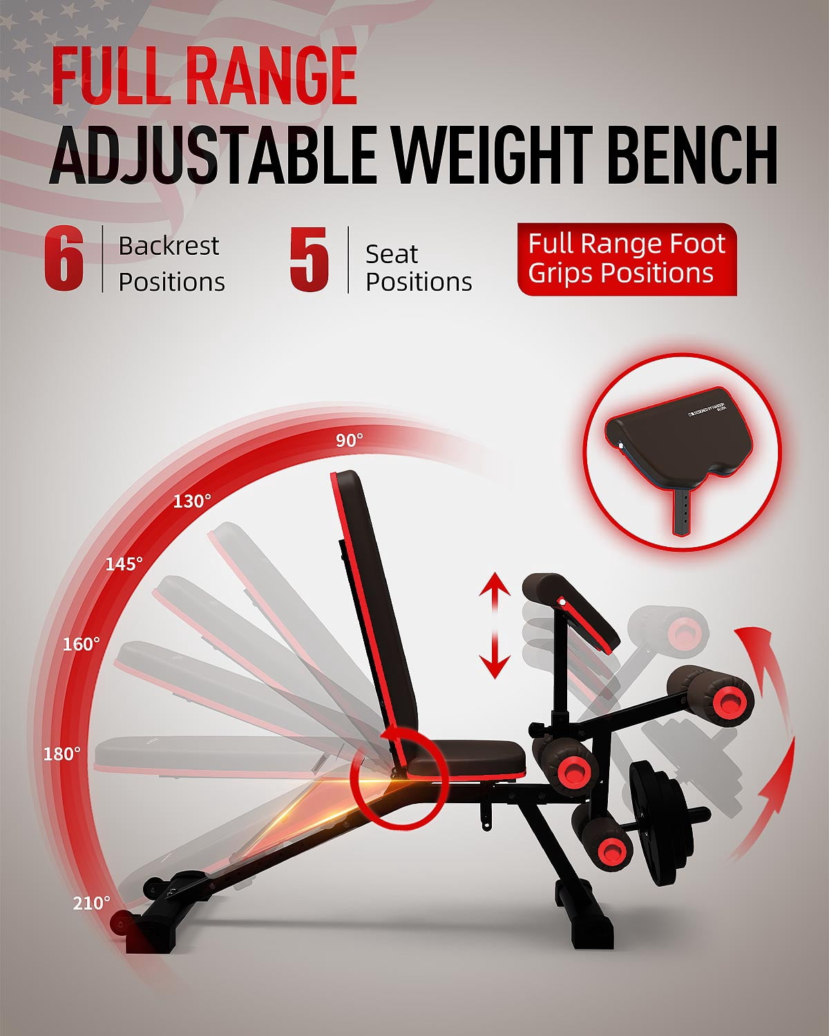 HARISON Weight Bench - Adjustable Workout Bench for Home Gym with Leg Extension and Preacher Pad, Heavy Duty Flat Incline Decline Sit Up Bench, 1000LBS Capacity Exercise Bench `