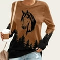 thumbnail image 3 of Sweatshirts for Women Crewneck Long Sleeve Tops Oversized Animals Horse Print Sweatshirt Loose Fit Fall Winter Round Neck Pullovers, 3 of 4