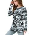 thumbnail image 6 of OVBMPZD Lightweight Girls Kids Undershirts Long Sleeve Gray Camo Crewneck Curvy Hem Soft Tunic Blouses Girls Tops Size 11 Years, 6 of 6