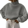 thumbnail image 1 of PENGXIANG Femmes Pulls Col Rond Épaule Longue Manches Solides Couleur en Vrac Pull Tricot Pulls Gris M, 1 of 2