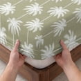 thumbnail image 3 of Full Size Fitted Sheet Set - Sage Green Palm Trees 3 Piece Bedding Sets 16" Deep Pocket Fitted Sheet with 2 Pillowcases, Tropical Summer Botanical Seaside Brushed Microfiber Hotel Luxury Bed Sheets, 3 of 9