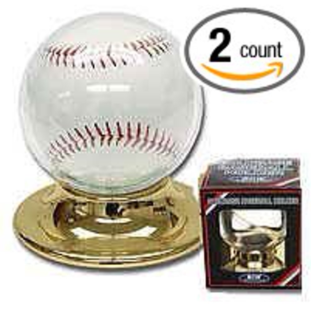 2 Round Plastic Baseball Holder with Gold Base (Ball Protection) 2