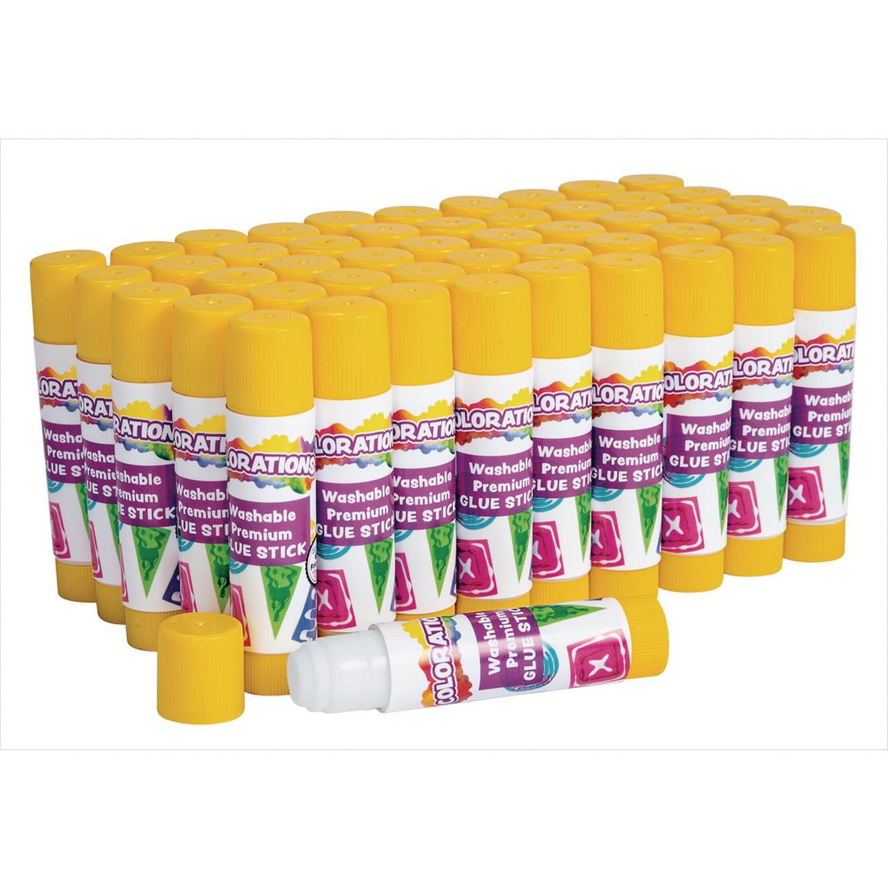 Colorations Premium Glue Sticks, Set of 50, Stick 0.17, Dries Clear,Gluing, Crafts, Arts, School Supplies, Office, Home, Classroom, Projects, Paper, School Glue,Washable,Non Toxic, P (Item # GLUSTICK)