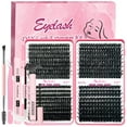 thumbnail image 1 of QiveaoryDIY Kit de extensión de pestañas esponjosas, 630 piezas de pestañas gruesas en forma de D, kit de extensión de pestañas con unión de pestañas y cepillo removedor de pestañas (0.394-0.709 in, 6, 1 of 5