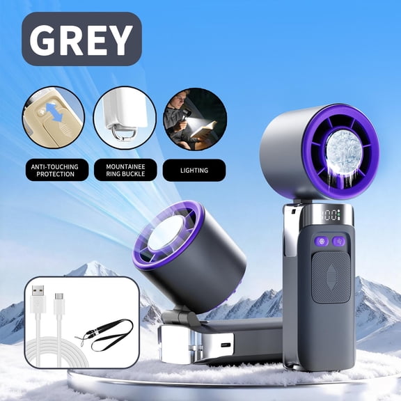 High Speed Handheld Turbine Fan 29000 RPM Foldable 3-in-1 Portable Mini Fan with LED Display Rechargeable for Travel Outdoor Office by PALIFEUR