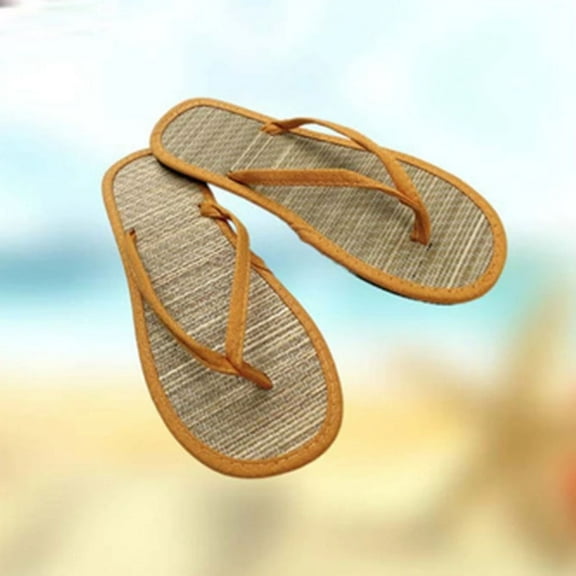 Summer Women Flat Flip flops Slippers Comfortable Non slip Sandals Bamboo Rattan Flip Flop Home Bathroom Fashion Slippers