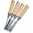thumbnail image 1 of 4PCS Carved Wood Hand Chisel Set, Flat Chisel with Wooden Handle, Wood Carving Tools, Silver, 1 of 4