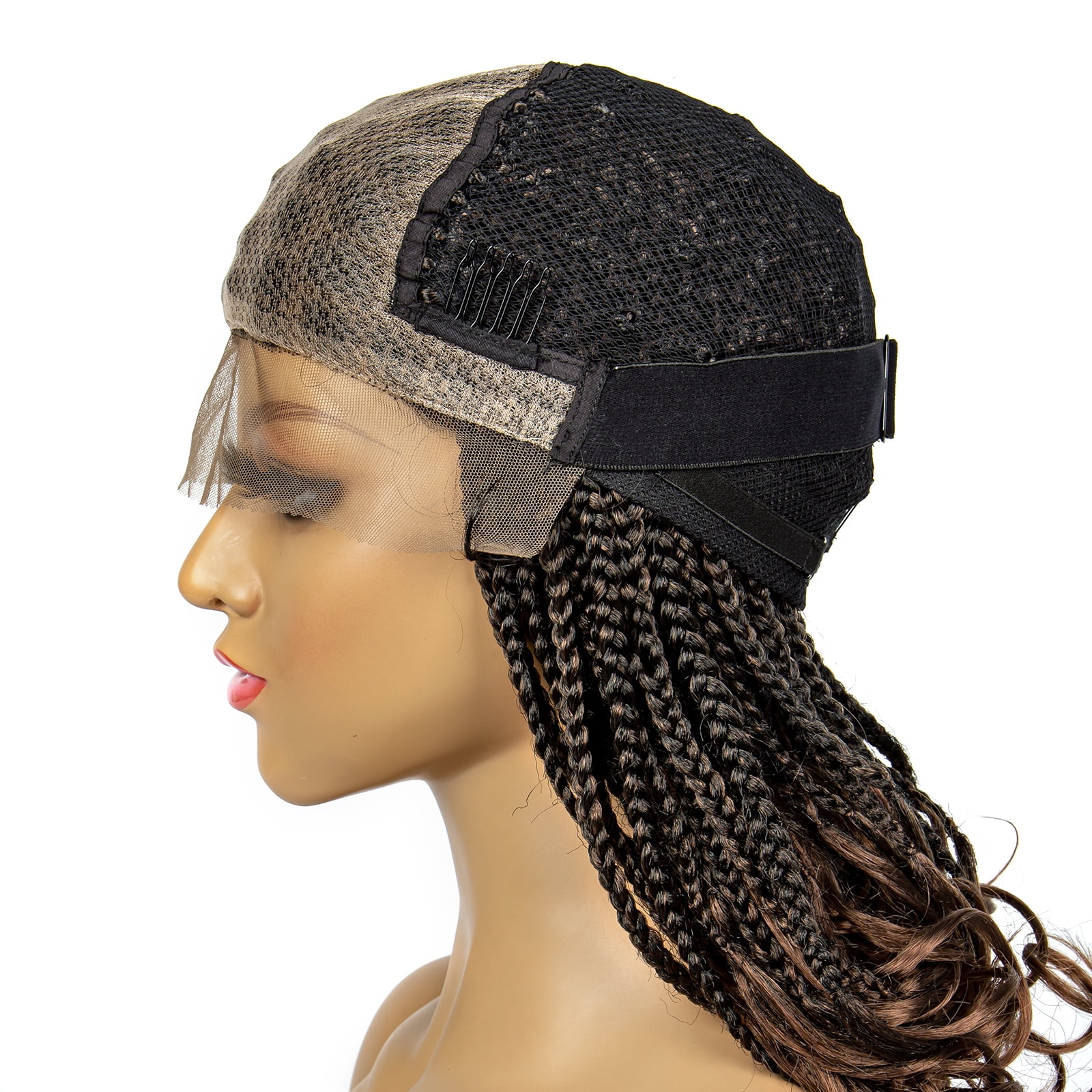 Braided Wigs for Black Women Synthetic Lace Front Wigs Square Knotless Box Braided Wigs Lightweight Cornrow Braid Braiding Hair Wigs 18 inches (1B/30 Color)