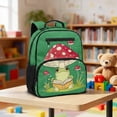 thumbnail image 2 of Jeiento Frog Preschool Backpack for Toddler Boys 3-5, Mushroom 13.5 Inch Kids School Bag, Lightweight Bookbag with 2 Front Zipper Pockets, Green, 2 of 7
