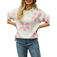 thumbnail image 4 of GXFC Women Teen Girls Juniors Sweater Casual Long Sleeve Oversized Flower Knit Pullover Fall Warm Knitwear Top Clothes for Women, 4 of 9