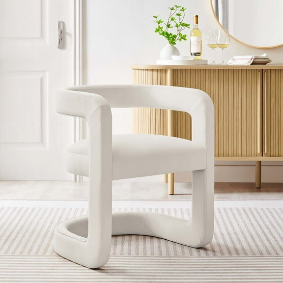 Modway Winslow Barrel Performance Velvet Dining Chair in Alabaster