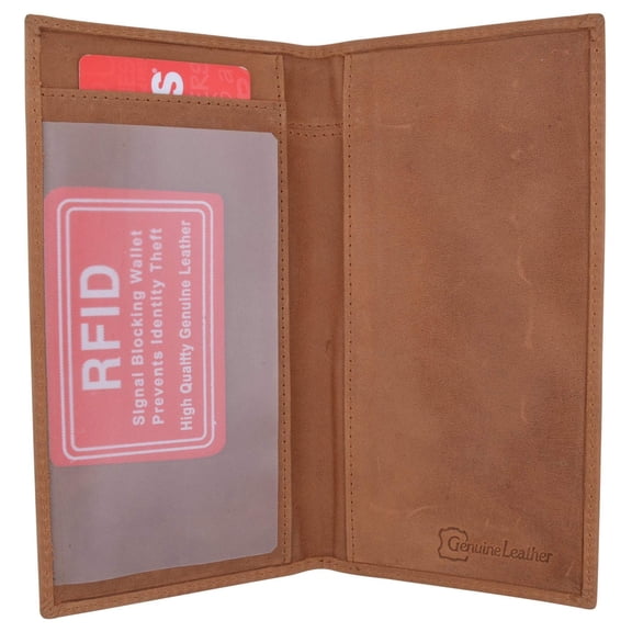 RFID Blocking Hand Crafted Hunter Genuine Leather Checkbook Cover Simple