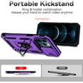 thumbnail image 6 of for iPhone 12 Pro Max Case,with Camera Lens Cover HD Screen Protector,[Military Grade] Ring Car Mount Kickstand Hybrid Hard PC Soft TPU Shockproof Protective Case for iPhone 12 Pro Max-Purple, 6 of 11