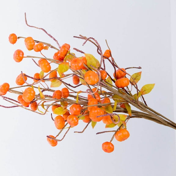 ULTNICE 3pcs Pumpkin for Vase Decor Artificial Berry Stems Orange for Fall Season
