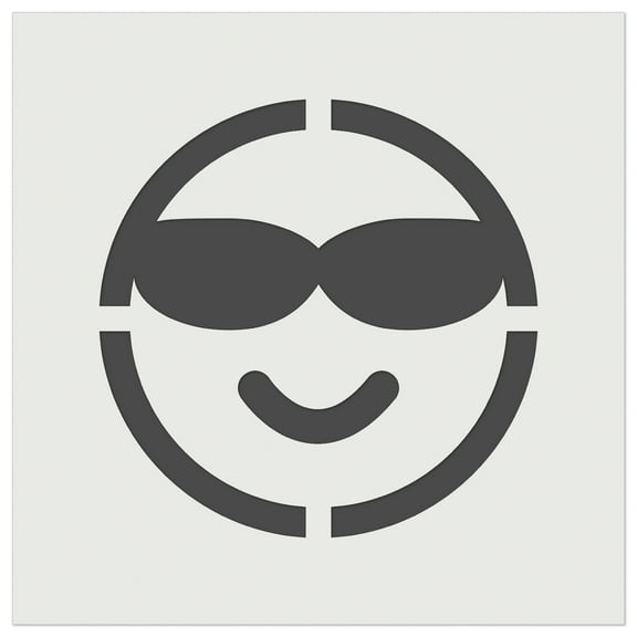 Sunglasses Cool Smile Happy Emoticon DIY Cookie Wall Craft Stencil - 5.5 Inch