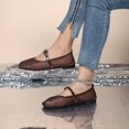 thumbnail image 6 of Gpaecead Women's Vintage Mesh Flats Square Toe Adjusting Buckle Solid Color Slip On Breathable Casual Shoes For Summer Daily Burgundy, 6 of 7