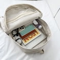thumbnail image 3 of (Envío Doblado Por La Mitad) (Con Colgante) Conjunto Tres Piezas Mochila Mujer Color Sólido Gran Capacidad Moderna Y Sencilla Mochila Escolar para Estudiantes Mochila Blanca, 3 of 9