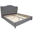 thumbnail image 1 of Valencia Tufted Upholstered King Size Platform Bed in Light Gray Fabric, 1 of 3