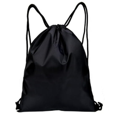 Kitpipi Unisex Waterproof Polyester Drawstring Backpack, Black