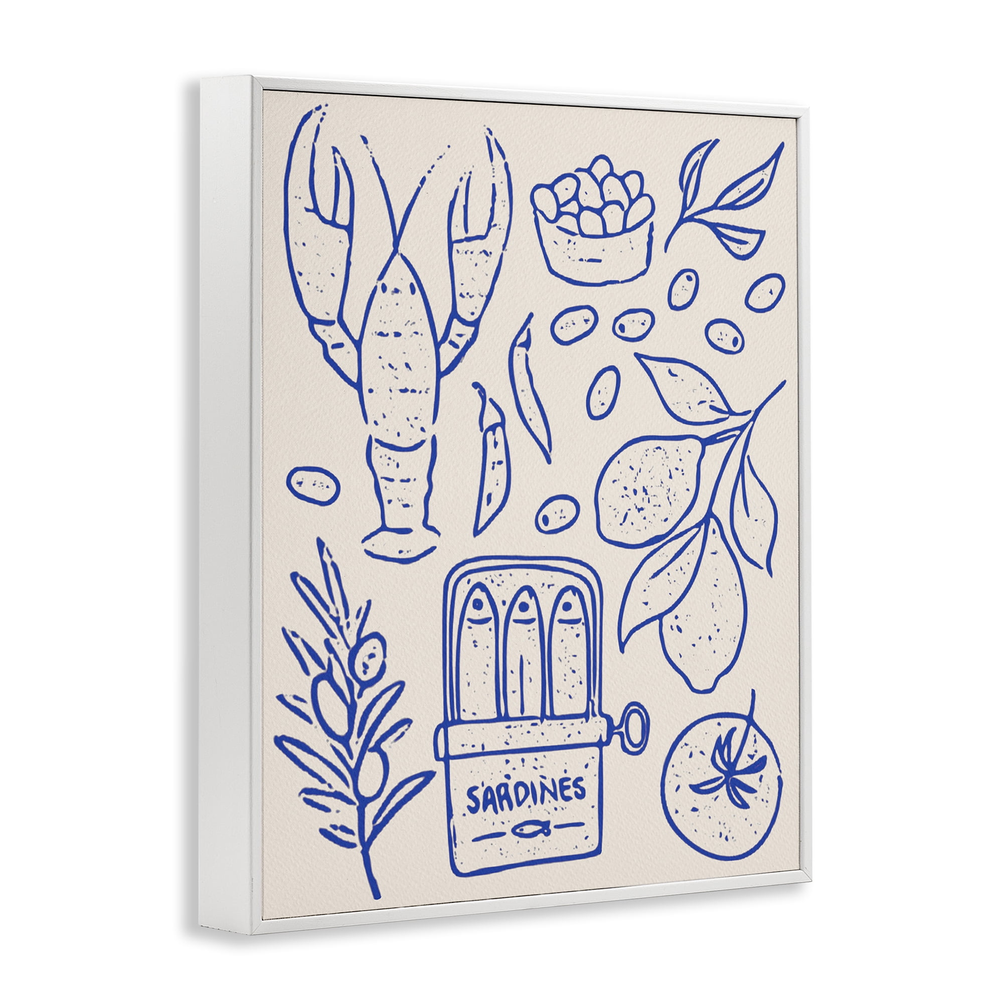 Stupell Industries Seafood & Herbs Simplicity White Framed Giclee Art, design by Camila Juncos