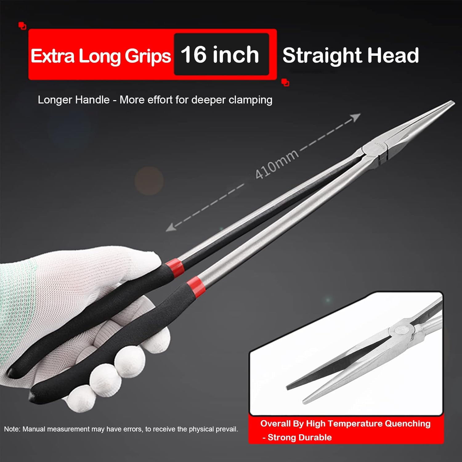 ABPETE 16in Needle Nose Pliers Extended Handle Pliers, Extra Long Handle Nose Pliers, Needle Nose Pliers with Nonslip Handle Repairing Hand Tool