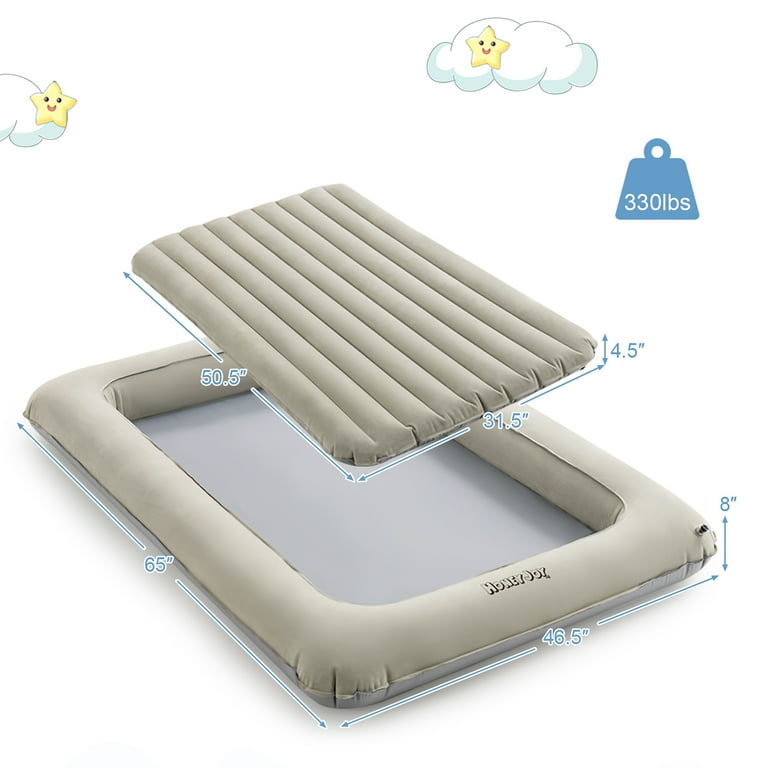 Costway Inflatable Toddler Travel Bed w Electric Pump Portable Blow Up Bed for Kids