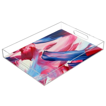 

Clear Acrylic Tray Water Cup Tray Teacup Jewelry Storage Tray for Serving and Home Decor Abstract Painting
