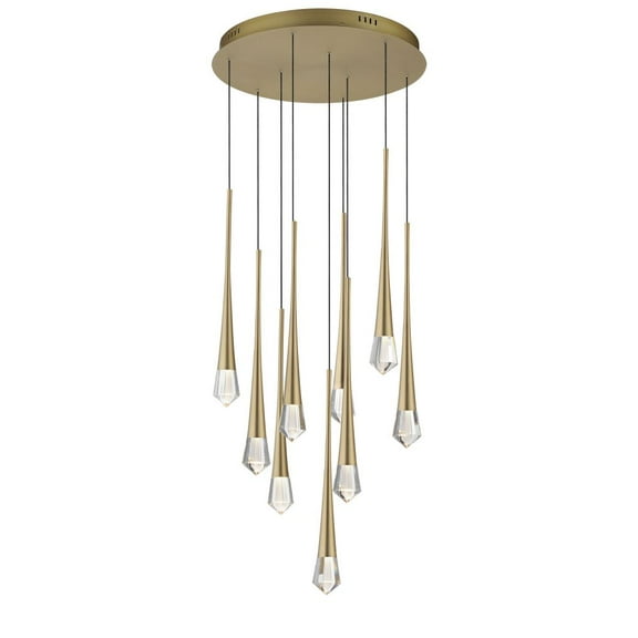 E24227-122GLD-ET2 Lighting-Pierce - 27W 9 LED Pendant-19 Inches Tall and 19 Inches Wide-Gold Finish