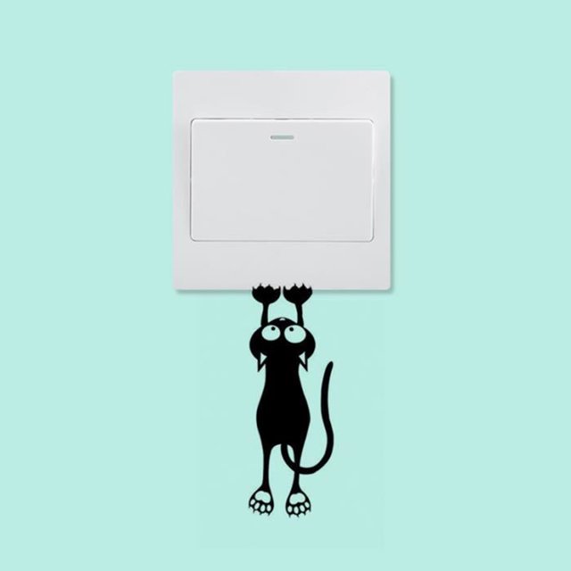 Ruiboury 2 Pieces Cat Switch Wall Stickers Poster Switch wallpaper home tile use Paster Decals Wallpaper Home Drawing Room Decoration Kitchen Tile