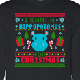 thumbnail image 4 of Inktastic I Want a Hippopotamus for Christmas Pixelated Ugly Sweater Long Sleeve T-Shirt, 4 of 5