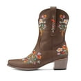 thumbnail image 5 of YLYL Cowboy Boots for Women Ankle Cowgirl Boots Western Flower Embroidered Heel Stitched Retro Boots, 5 of 7