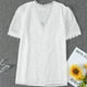 thumbnail image 5 of Camiseta de mujer Encaje Cuello en V Camisa de manga corta Blusa Top casual, Beige, M Scienceny  AP001454-12, 5 of 7