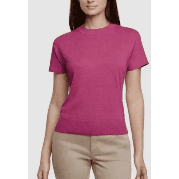 Banana Republic Women's Linen Blend Short Sleeve Top, Pink, XL