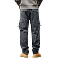 thumbnail image 6 of Loose Fit Multi-Pocket Cargo Pants for Men Straight Leg Rugged Trousers Heavy Duty Work Bottoms Casual Outdoor Hiking Wear, 6 of 9