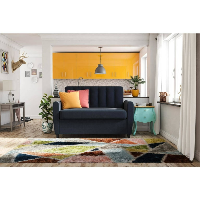 Novogratz brittany loveseat sleeper sofa cheap with memory foam twin mattress
