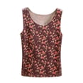 thumbnail image 5 of Tnhcen Women's Fleece Lined Tank Top Floral Print Thermal Underwear Sleeveless Round Neck Seamless Brushed Pajamas Warm Winter Base Layer Top M-2XL, 5 of 5