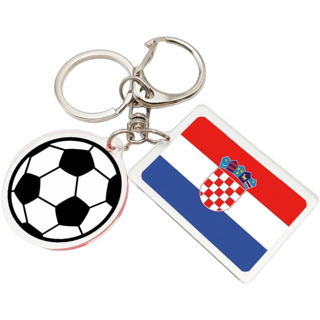 Yanonmyfd 2026 World Cup Soccer Keychain - 2026 World Cup Flag Keychain, Soccer Fan Gift & Souvenir (2PCS),Croatia