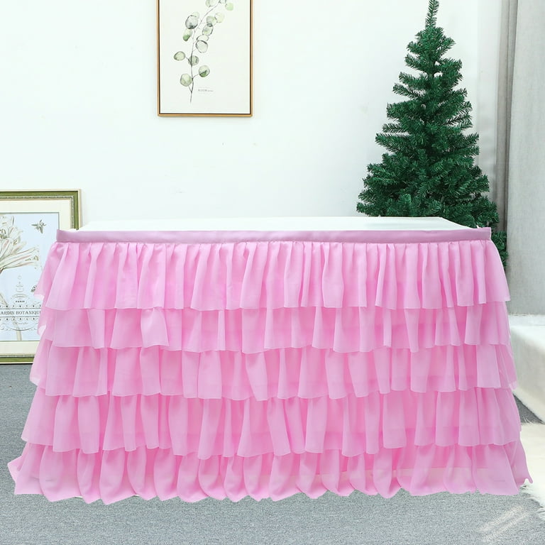 Taluosi Five layers Table Skirt Decorative Net Yarn Anti wrinkle Fluffy Table Skirt Party Supplies