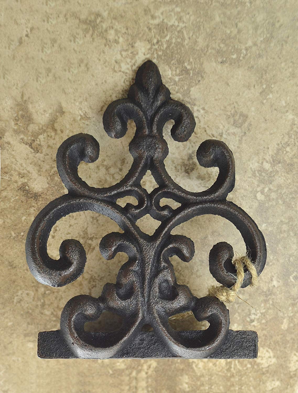 Lulu Decor, Cast Iron Fleur De Lis Door Stop, Door Stopper in Antique Black Finish, Beautiful and Useful Product (1)