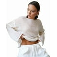 thumbnail image 2 of Women Oversized Long Sleeve Sheer Mesh Knit Sweater Tops Y2K Summer Loose Hollow Out Pullover Jumper Shirt Beach White M, 2 of 9