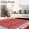 thumbnail image 2 of ODIKA 4'x6' Machine Washable Non-Slip Area Rug, Nordic Snowflake with Festive Pine Sprig Motifs High Traffic Rug, Red, 655945, 2 of 7